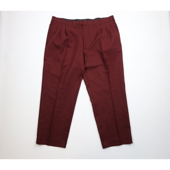 Vintage 90s Streetwear Mens 44x30 Herringbone Knit Wide Leg Chino Pants Red